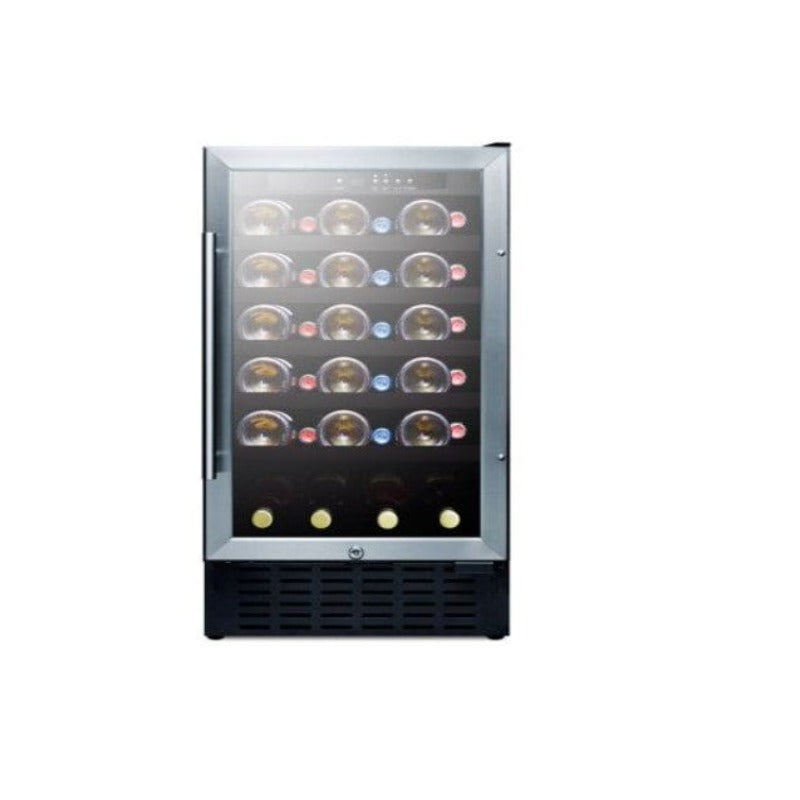 Summit 18" Wide Built-In Wine Cellar, ADA Compliant - front view with bottles on shelves