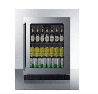 Summit 24" Wide Built-In Beverage Center, ADA Compliant - front view with bottles and cans inside