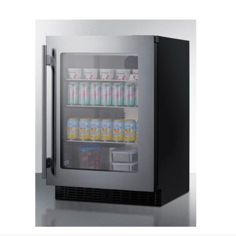 Summit 24" Wide Built-In Beverage Center, ADA Compliant - front and side view with cans inside