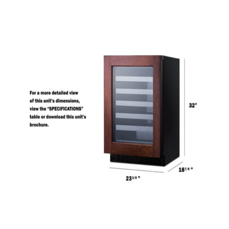 Summit 24" Wide Built-In Wine Cellar, Panel Ready, ADA Compliant - dimensions