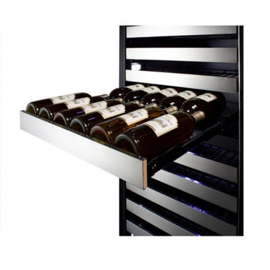 Summit 24" Wide Dual-Zone Wine Cellar - shelf out with wine bottles on it