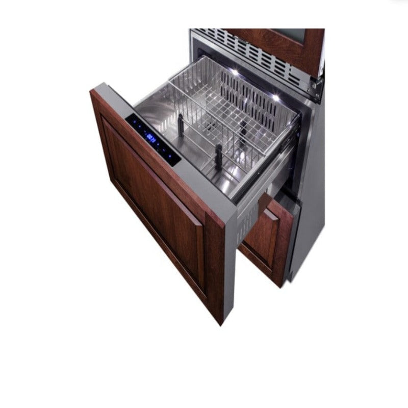 Summit 24" Wide Combination Dual-Zone Wine Cellar and 2-Drawer All-Freezer - top freezer drawer open