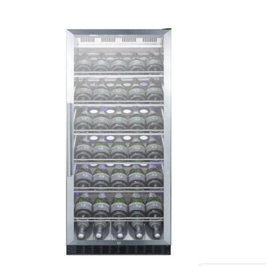 Summit 24" Wide Single Zone Commercial Wine Champagne Cellar - front view, bottles on display shelves