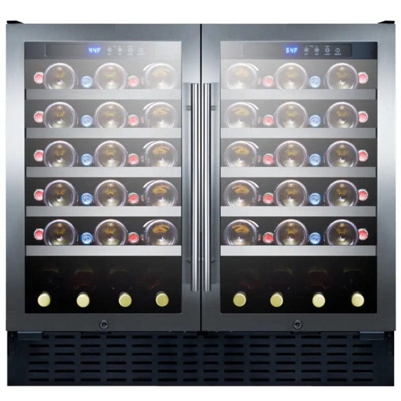 Summit 36" Wide Built-In Wine Cellar, ADA Compliant - front view with wine bottles inside