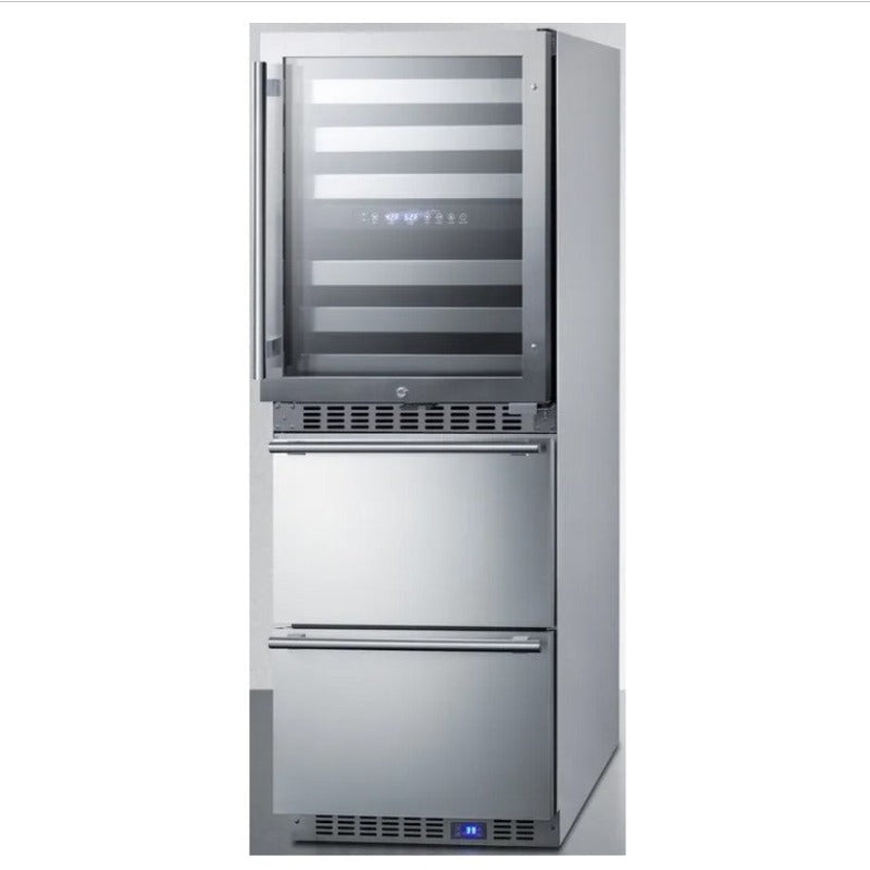 Summit 24" Wide Combination Dual-Zone Wine Cellar and 2-Drawer All-Refrigerator - front and side view