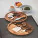 Toscana Acacia Brie Cheese Cutting Board & Tools Set - board open with cheese and appetizers