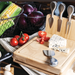 Toscana Asiago Cheese Cutting Board & Tools Set - cheese and tomatoes on the board