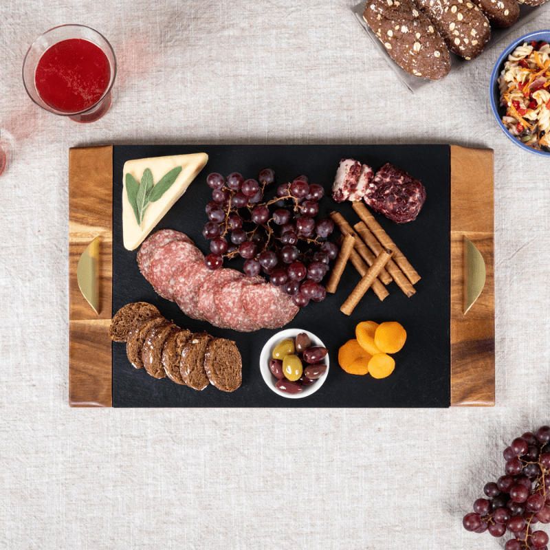 Toscana Covina Acacia and Slate Serving Tray - View from above of serving tray