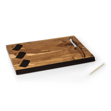 Toscana Delio Acacia Cheese Cutting Board & Tools Set - Front view of cutting board and toolset