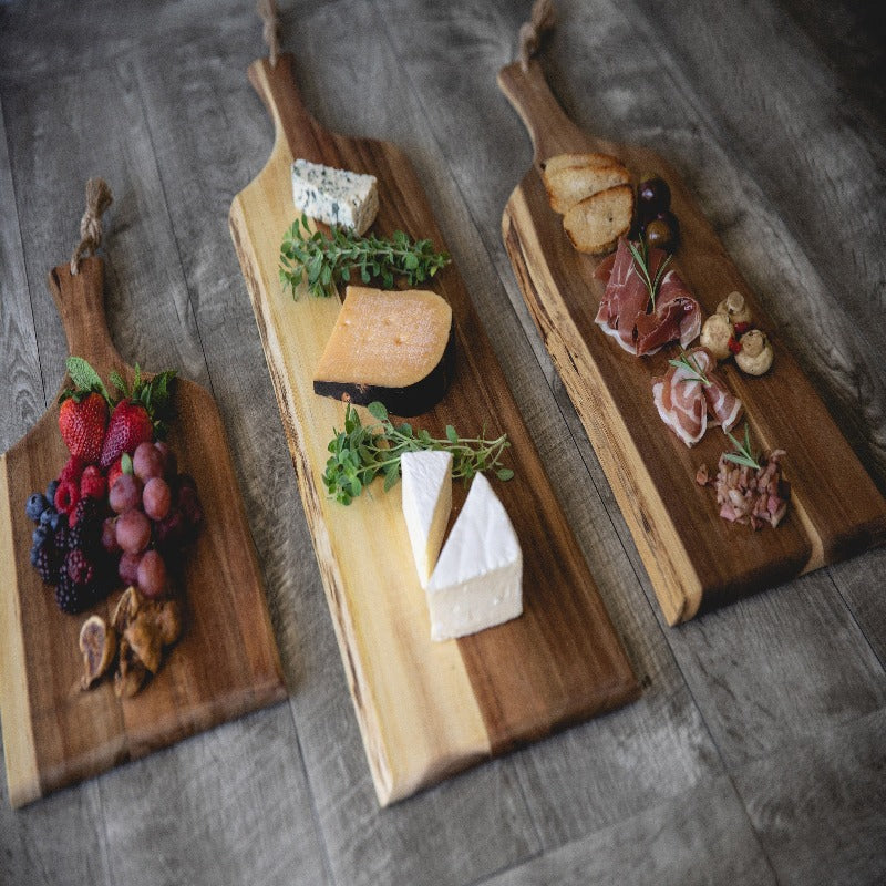 Toscana Set of 3 Artisan Serving Planks - planks with cheese, fruit, meats