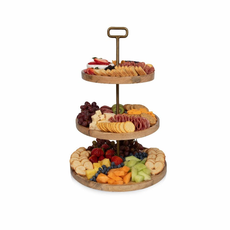 Toscana Tapas 3 Tier Serving Tray - trays with cheese and fruit